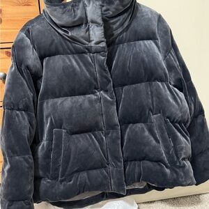 Abercrombie & Fitch Gray Puffer Jacket Velvet High Collar